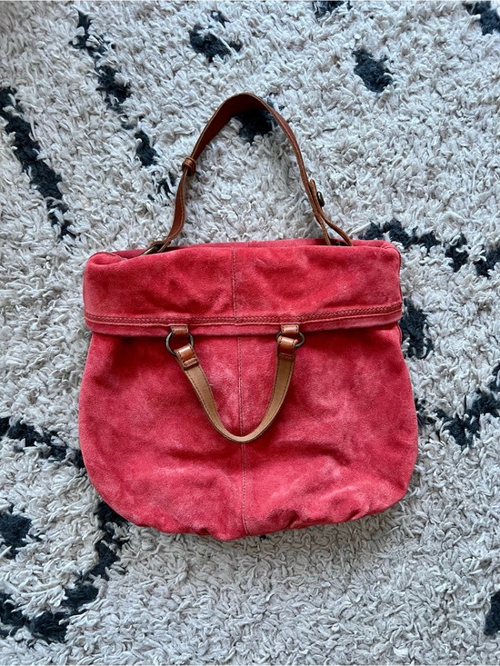 Lucky Brand Handbags - Lucky Brand Italian Suede Bag with Leather Handles - Vintage Red